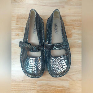 Alegria Feliz Metallic Snake Print Mary Jane Clogs Shoes Size EU37=US7-7…